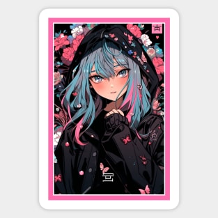 Aesthetic Anime Girl Pink Black | Quality Aesthetic Anime Design | Premium Chibi Manga Anime Art Sticker